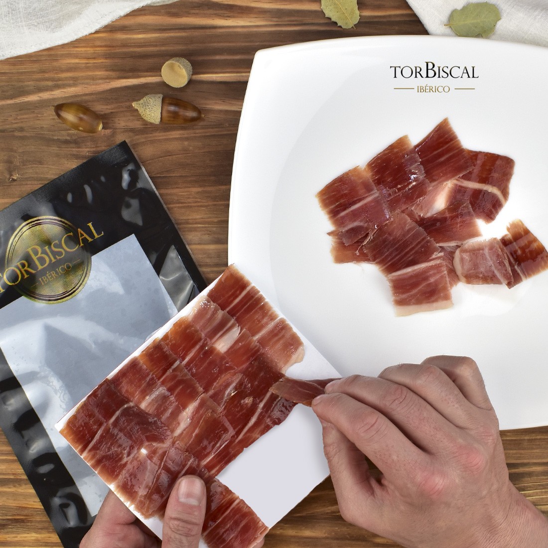 ESTUCHE PREMIUM 10 sobres jamón de bellota ibérico 50% raza ibérica corte cuchillo.