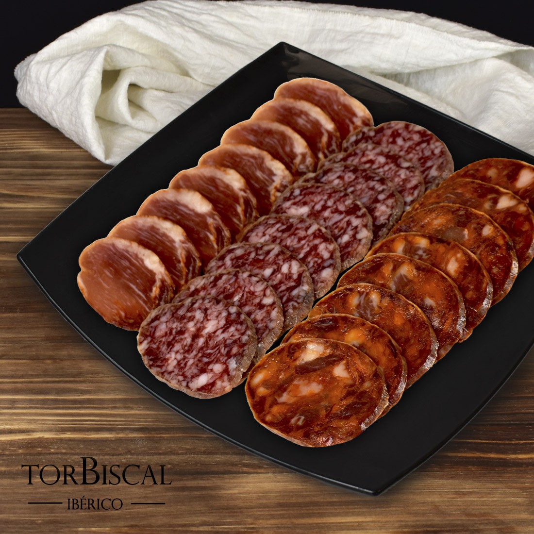Loncheado jamón bellota ibérico 50% r. ibérica + lomo bellota ibérico 50% r. ibérica + chorizo+salchichón (ibérico bellota)