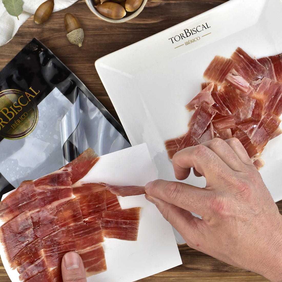 Loncheado a cuchillo Jamón de Bellota 100% Ibérico. Sobre 100g (10 Sobres).
